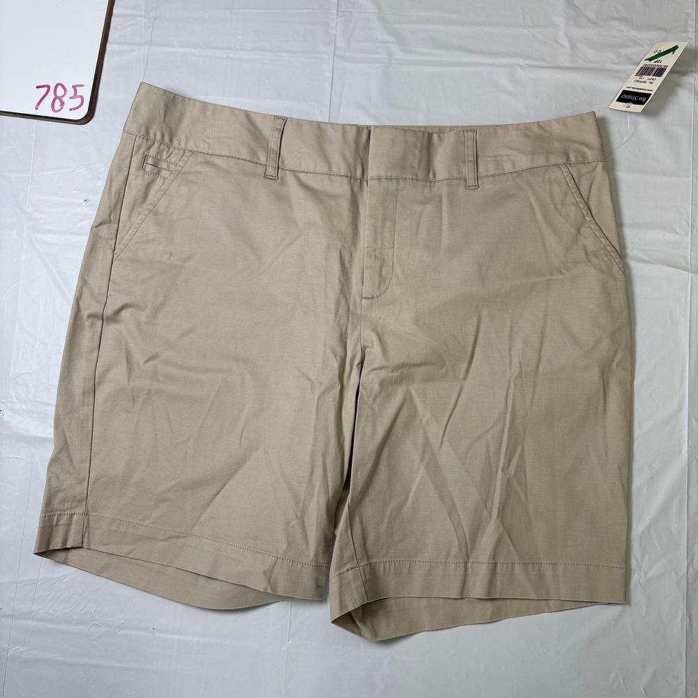 Bay Studio Petite Khaki Chino Shorts Womens 12P Tan Cotton Stretch BSP2561 NWT
